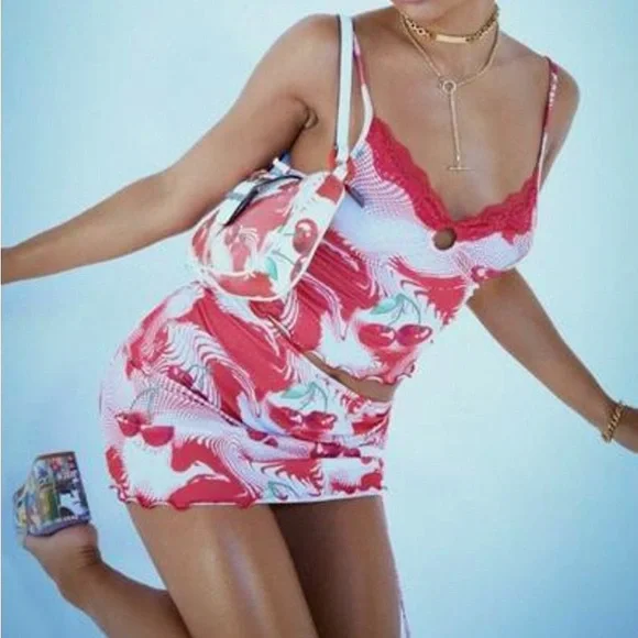 Jaded London Cherry Swirl Cami and mini Skirt Set - Picture 4 of 10